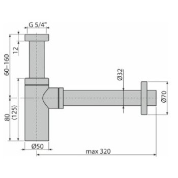 Izlietnes sifons Kielle D32 mm, apaļš, metāla 30901010