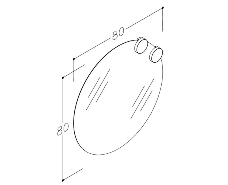 Spogulis Raguvos Baldai ECO ROUND 80cm ar 2 Solar apgaismojumu
