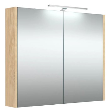Spoguļskapītis Raguvos Baldai  Pure 80cm gaišs ozols ar LED (36cm  4000K) apgaismojumu
