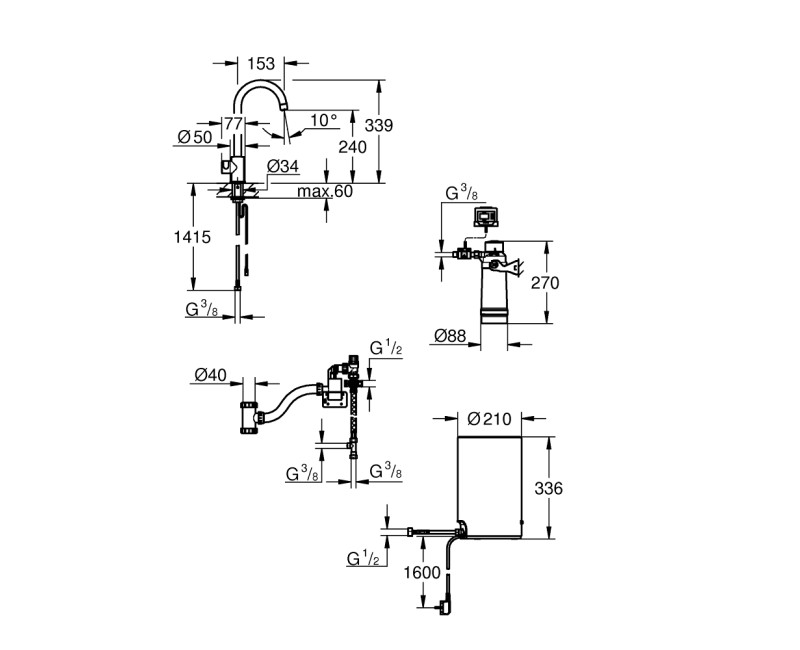Virtuves maisītājs Grohe Grohe Blue Home ar dzesēšanas ierīci un filtrāciju, birstēts cietais grafīts 31455AL1