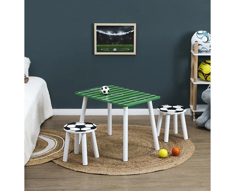 Bērnu galdiņa komplekts ar 2 taburetēm – Futbola dizains_HD0567
