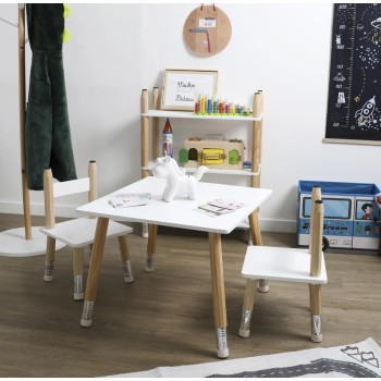 Bērnu galds ar krēslu – koks & balts dizains HD6740 HD6740