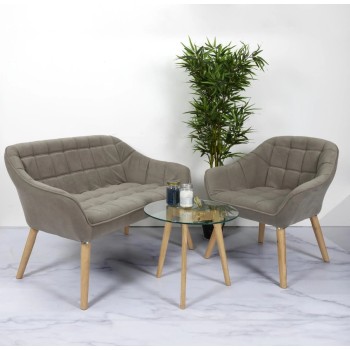 Dīvāns Divvietīgs ar koka kājām – pelēks HD7157 HD7157
