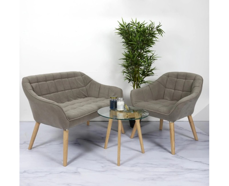 Dīvāns Divvietīgs ar koka kājām – pelēks HD7157