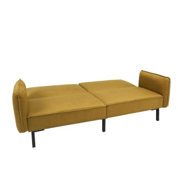 Dīvāns Izvelkams – sinepju dzeltens velvets, 198 cm HD0133 HD0133