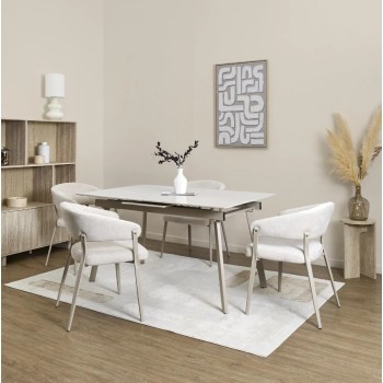 Galds Izvelkams akmensmasas ''PIETRA'' 140–180 cm – sinterētais akmens, metāls HD7804
