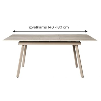 Galds Izvelkams akmensmasas ''PIETRA'' 140–180 cm – sinterētais akmens, metāls HD7804