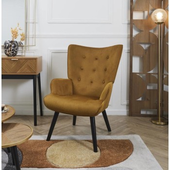 Krēsls, Atpūtas, Velveta atpūtas krēsls ar augstu atzveltni – sinepju tonī HD0365