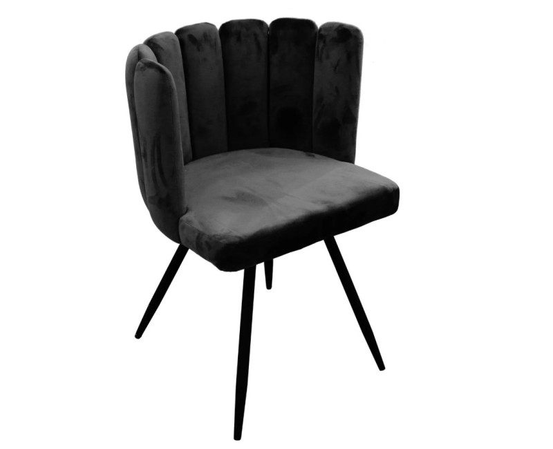 Krēsls Melns velveta ar melnām metāla kājām_HD6517