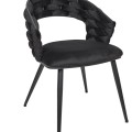 Krēsls Samta ar strukturētu pītu atzveltni – melns HD0359
