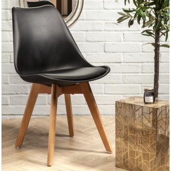 Krēsls Skandināvu stila ar mīkstu sēdvietu – melns HD30711