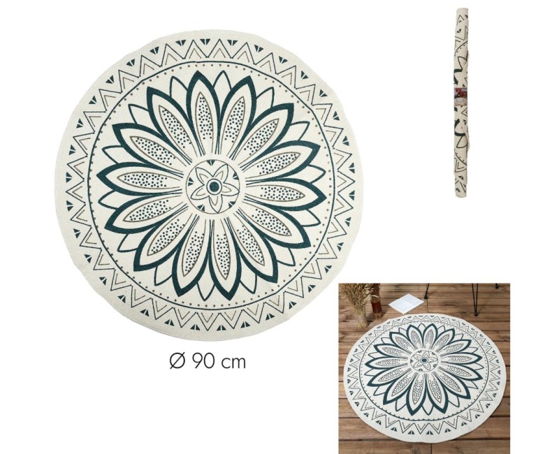 Paklājs Apaļš ar mandalas rakstu Ø 90 cm_TXO0019