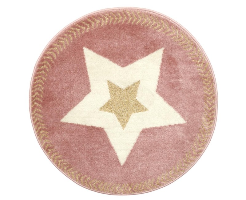 Paklājs Apaļš bērnu “Star” rozā ar zelta akcentu – 80 cm_TX9358