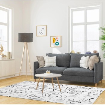 Paklājs Moderns ar seju motīvu – melnbalts, 120 × 170 cm TX9074