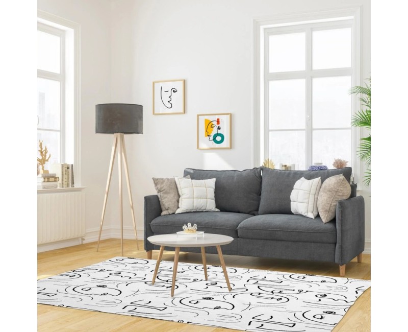 Paklājs Moderns ar seju motīvu – melnbalts, 120 × 170 cm_TX9074
