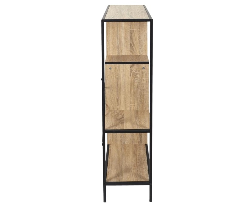 Plaukts Moderns metāla un koka ar asimetrisku dizainu, 80 × 30 × 113 cm_HD7184