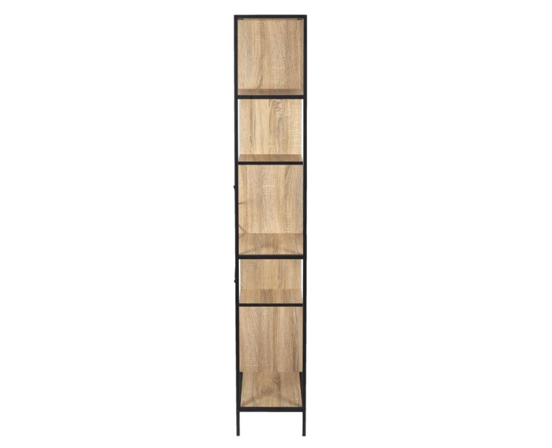 Plaukts Moderns metāla un koka ar asimetrisku dizainu, 80 × 30 × 180 cm HD7186