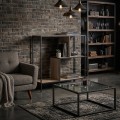 Plaukts Moderns metāla un koka ar asimetrisku dizainu, 80 × 30 × 79,5 cm_HD7183