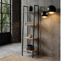 Plaukts Moderns stūra ar 4 līmeņiem, melns metāls un koka tonis, 148 cm HD6428