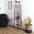 Plaukts Moderns stūra ar 4 līmeņiem, melns metāls un koka tonis, 148 cm HD6428
