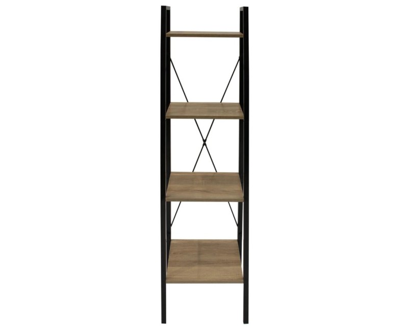 Plaukts Moderns stūra ar 4 līmeņiem, melns metāls un koka tonis, 148 cm HD6428