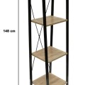 Plaukts Moderns stūra ar 4 līmeņiem, melns metāls un koka tonis, 148 cm HD6428