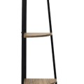 Plaukts Moderns stūra ar 5 līmeņiem, melns metāls un koka tonis, 180 cm_HD51901
