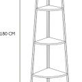 Plaukts Moderns stūra ar 5 līmeņiem, melns metāls un koka tonis, 180 cm_HD51901