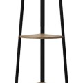 Plaukts Moderns stūra ar 5 līmeņiem, melns metāls un koka tonis, 180 cm_HD51901