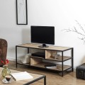 TV galds industriālā stilā ar plauktiem | Koks & metāls_HD0485