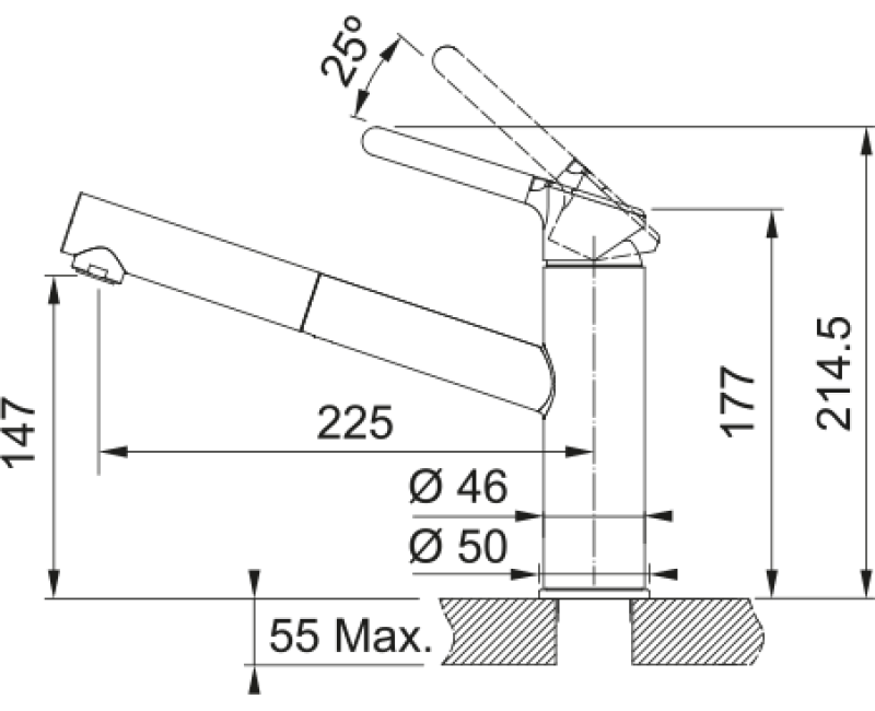 Virtuves maisītājs Franke Orbit FC 3055.424 ar izvelkamu snīpi, hroms/kašmirs 115.0623.147