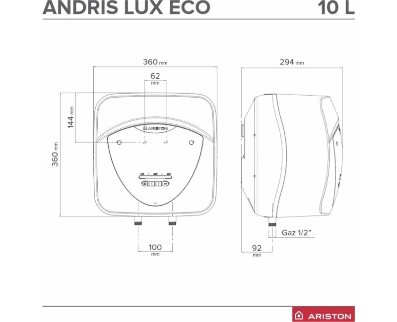 Водонагреватель (бойлер) ARISTON ANDRIS LUX ECO 10U/5 EU под мойку 10л (3100346)