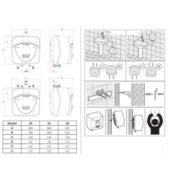 Elektriskais Ūdens Sildītājs (Boilers) ARISTON ANDRIS LUX ECO 15U/5 EU Zem izlietnes15L (3100350)