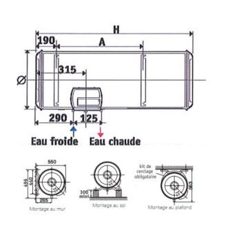 Ūdens sildītājs (Boileris) ATLANTIC O'PRO Central Domestic HM 150L horizontāls 2.2kW 873211