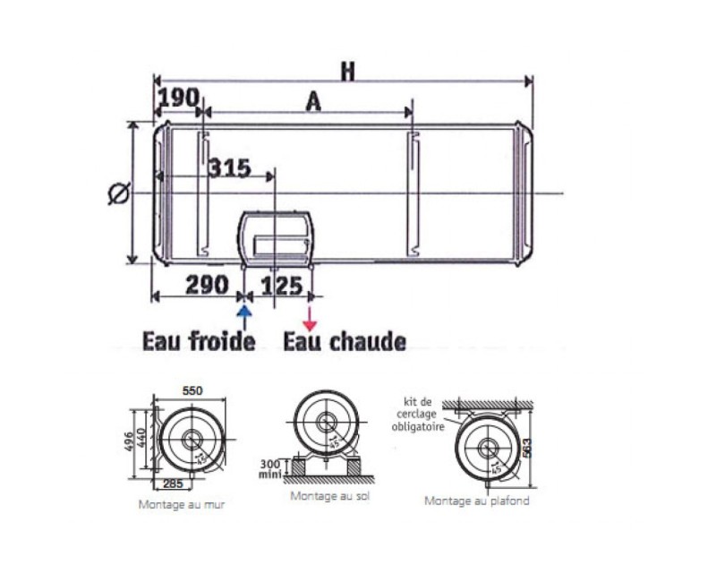 Ūdens sildītājs (Boileris) ATLANTIC O'PRO Central Domestic HM 150L horizontāls 2.2kW 873211