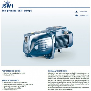 Ūdens sūknis ar hidroforu Pedrollo JSWm2AX-24APT(1,1kW ~230V)