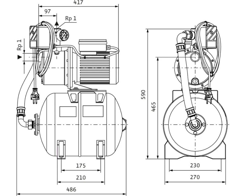 Насос с гидрофоромWilo HWJ 204-20H 1.1kW 230V (2549381)