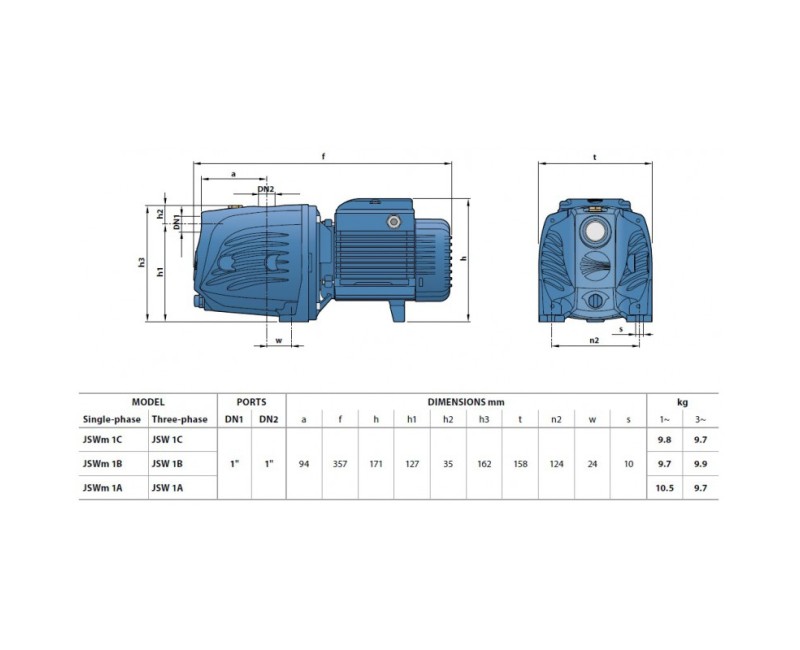 Ūdens apgādes sūknis Pedrollo JSWm 1AX  (0.48kW ~230V)
