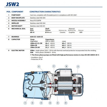 Ūdens apgādes sūknis Pedrollo JSWm 2CX (0,75kW ~220V)