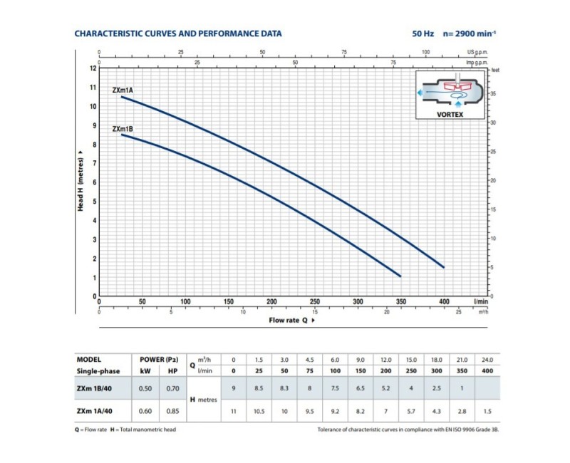 Iegremdējamais Ūdens Sūknis Pedrollo ZXM1A/40 (0.6kW ~230V) Ar pludiņu