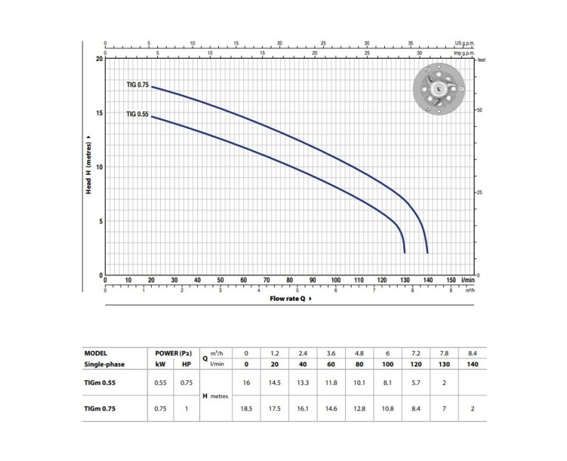 Iegremdējamais Ūdens Sūknis Pedrollo TRITUS TIG (0.75kW ~230V)