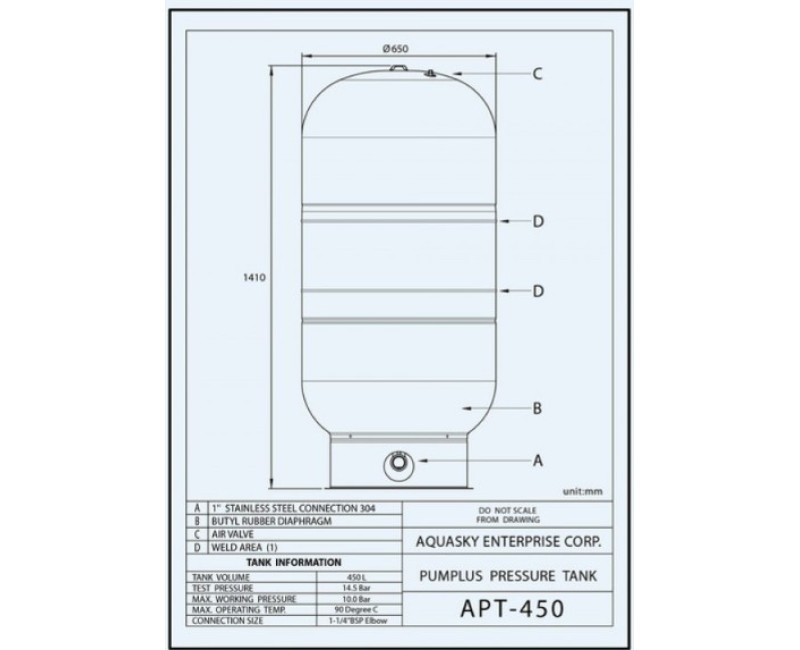 Hidroforas (Spaudimo katilas) AQUASKY 450L Vertikalus APT-450V