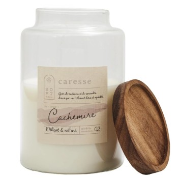 Aromātiskā svece “Caresse – Cachemire” ar koka vāciņu BO0081