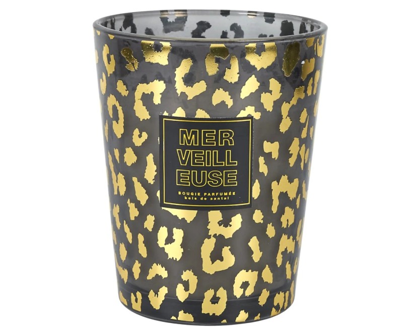 Aromātiskā svece “Leopard” stikla vāzē 16 cm – Sandalkoks