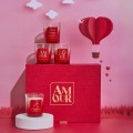 Aromātisko sveču komplekts Romantiska “AMOUR” – dāvanu kaste ar mīlestības vēstījumiem