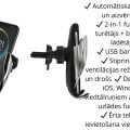 Bezvadu auto telefona turētājs 2-in-1 ar automātisku fiksāciju (bezvada lādēšana) HT1941