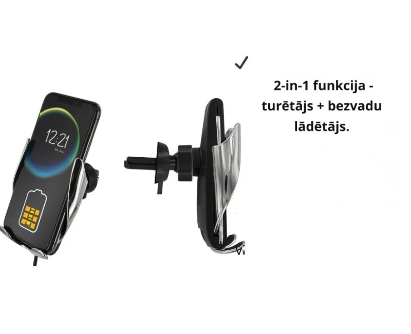 Bezvadu auto telefona turētājs 2-in-1 ar automātisku fiksāciju (bezvada lādēšana) HT1941