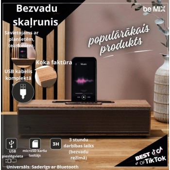 Bezvadu skaļrunis ar koka efekta dizainu HT0066