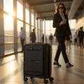 Ceļojuma koferis Melns ar priekšēju nodalījumu VO0066