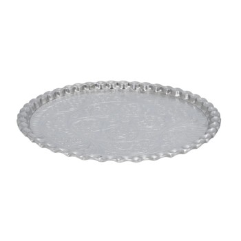 Dekoratīva paplāte Metāla ar reljefu rakstu, sudraba tonis, Ø47,5 cm KA0115